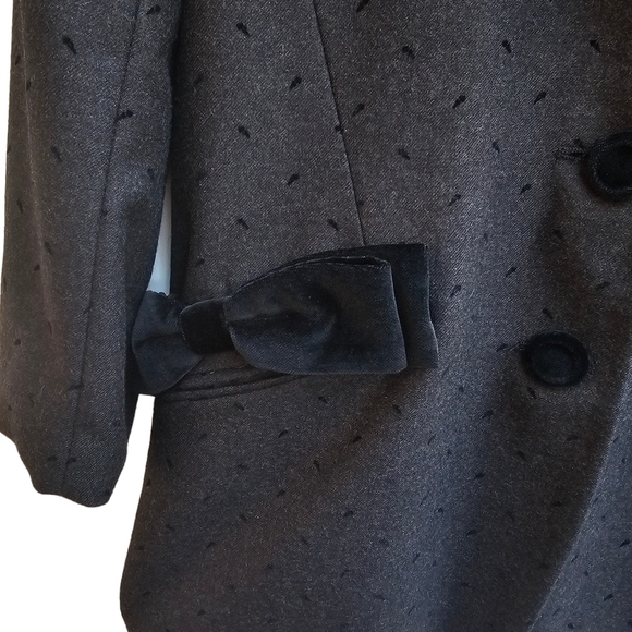 Apriori Wool and Viscose Riding Style Jacket with Bows on Pockets, Size Medium - Picture 6 of 9